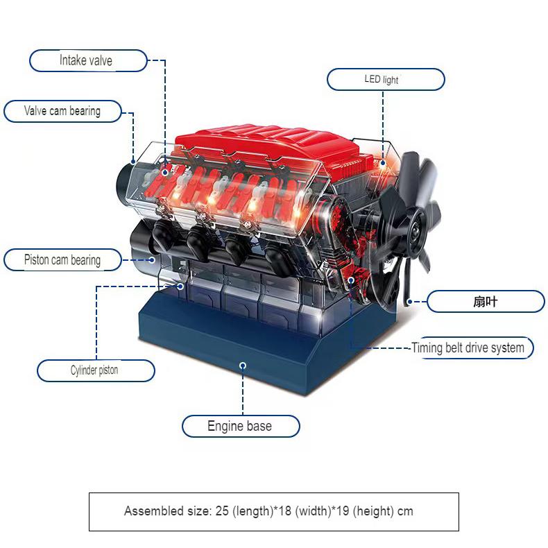 Купить V8 Модель двигателя внутреннего сгорания Строительный комплект ...