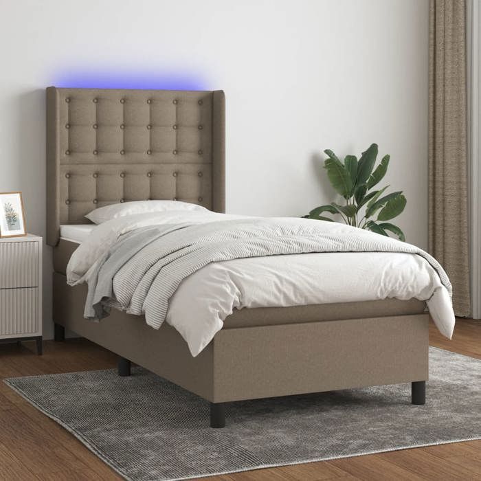 Maison Exclusive - Sommier à lattes de lit matelas et LED Taupe 80x200cm Tissu