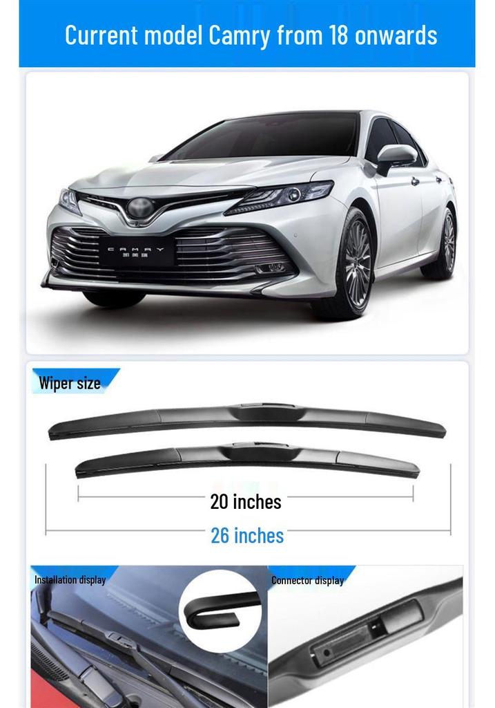 Toyota Camry 8th Gen Frameless Silent Wiper (2018-2023) - 22''/21''