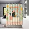 1PC Cute Cat Take Shower Printed Shower Curtain, Funny Style, Waterproof, with 12 Hooks, Bathroom Showers, Bathtub, Home Use