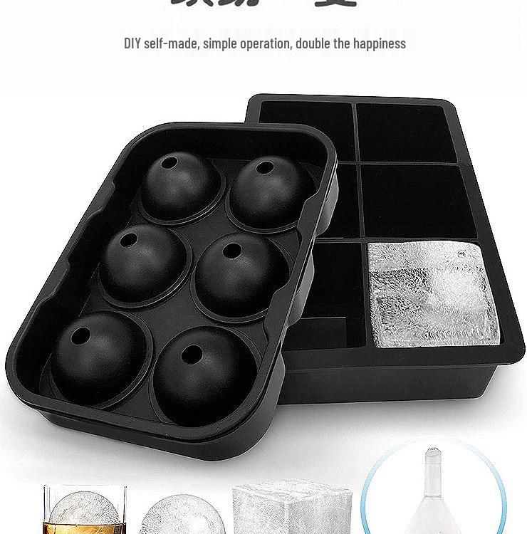 6-Piece Silicone Ice Cube Tray Set with Square and Round Molds