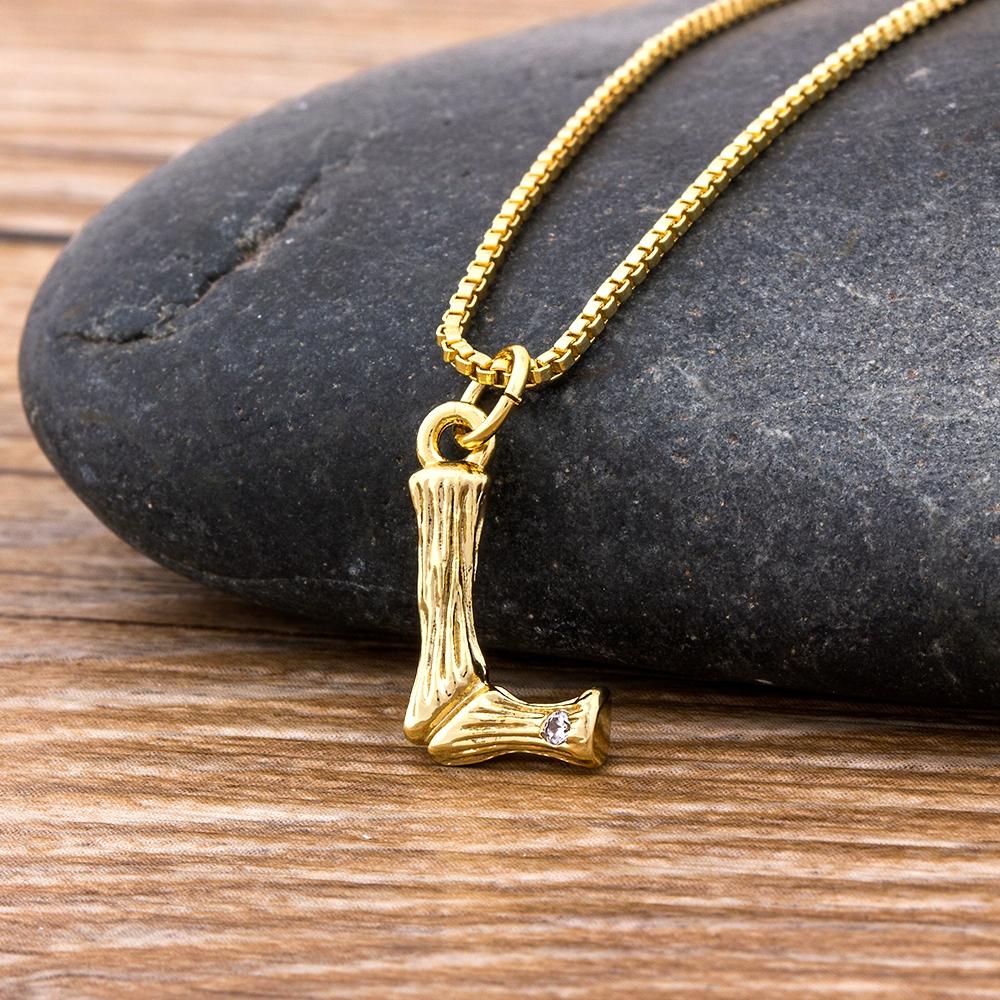 Nidin Hot Sale Women Cute Initial Letter Pendant 26 Letters Charm Necklaces Copper Zircon Family Name Jewelry Personal Gifts
