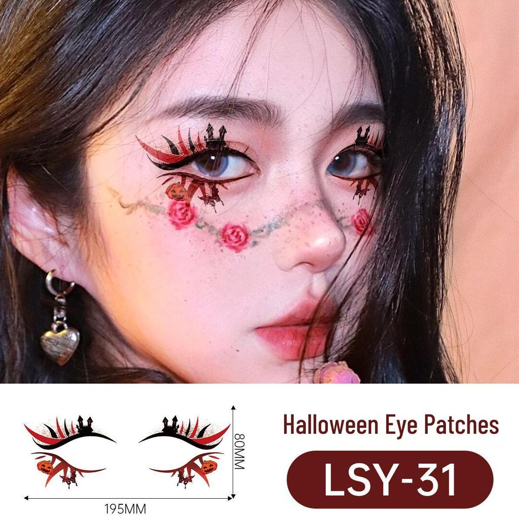 Scary Halloween Temporary Tattoo Stickers: Pumpkin, Spider Web & Eye Designs