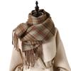 Cross-Border High-End Autumn And Winter Plaid Warm Scarf Women'S Shawl Versatile Commuter Fringed Fine Sand Imitation Cashmere Scarf