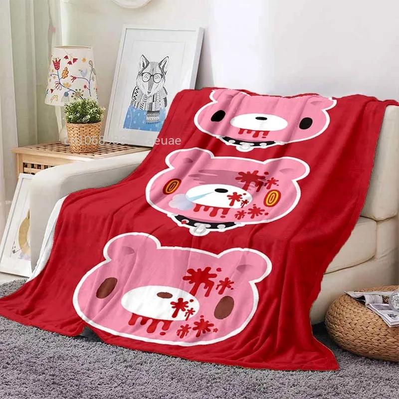 Cartoon Gloomy Bear Printed Blanket for Beds Sofas Warm Soft Flannel Blanket Gift