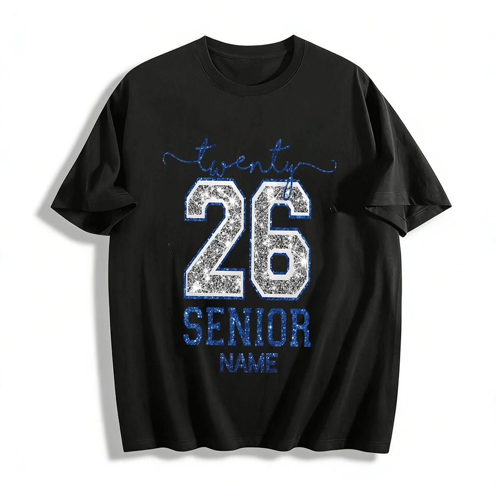 Custom Name 2026 Senior Sparkle Graduation Commemorative Top Pure cotton T-shirt XXS