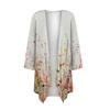 Women's Gradient Print Irregular Three-quarter Sleeve Cardigan With Pocket Jacket