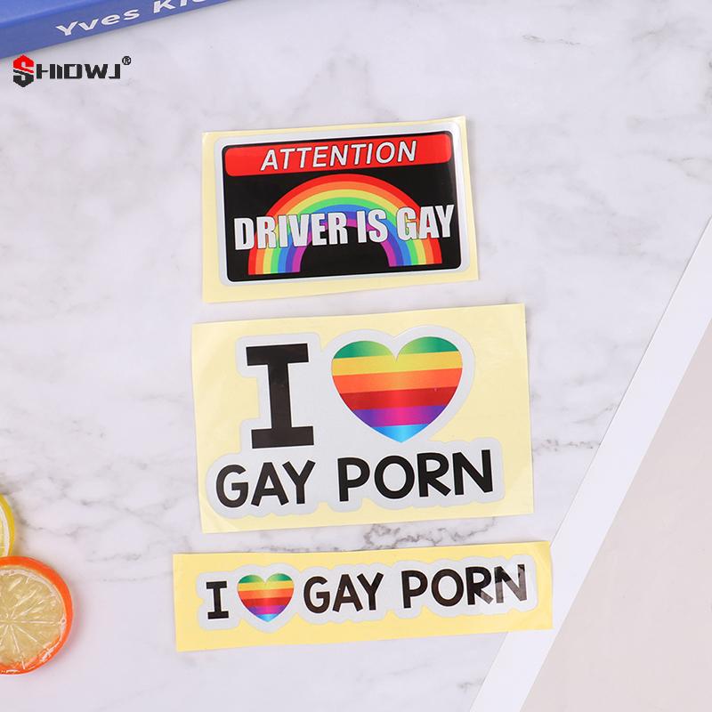 I LOVE GAY PORN Car Stickers Funny LGBTQ Rainbow Decoration Warning Reflective Decal Personality Trunk Bumper Sticker