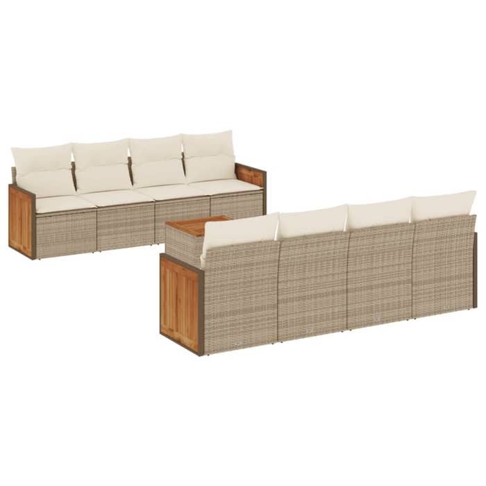 VidaXL Garden Lounge Set with Cushions 9 Pcs, Patio Sofas, Furniture Set, Outdoor Terrace Furniture, Beige 3259902