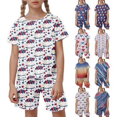 Patriotisches Kinder-Outfit – Kurzarm- und Shorts-Set, 2-teilig, für Jungen und Mädchen