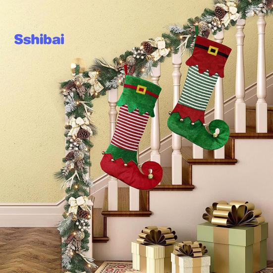 Christmas Elf Stocking Large Capacity Adorable Reusable Holiday Decoration Xmas Tree Kids Gift Candy Bag Hanging Sock Pendant Party Supplies