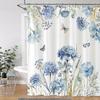 Bohemian Floral Shower Curtain Watercolor Botanical Tropical Palm Leaf Butterfly Modern Simple Polyester Bathroom Decor Curtains