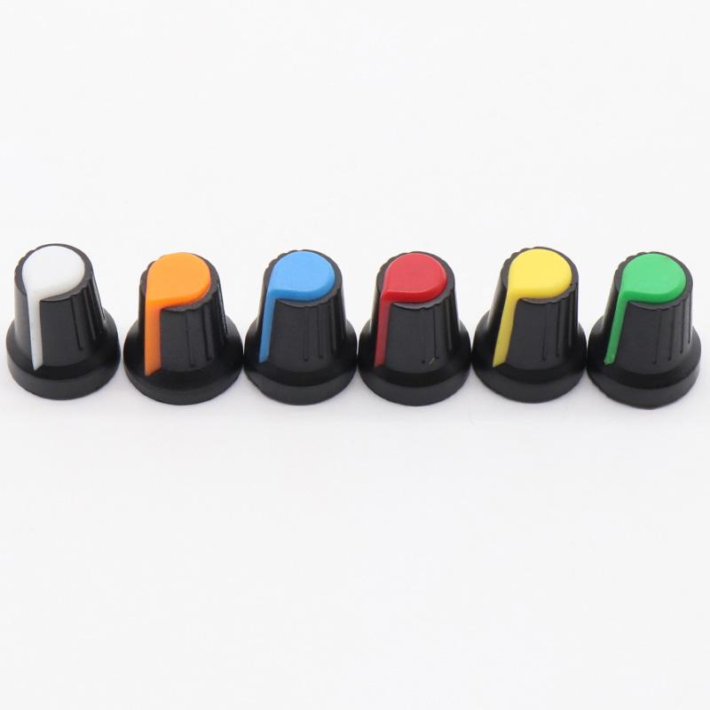 10Pcs 6mm Plastic Threaded Knurled Potentiometer Knobs Caps 15*17mm