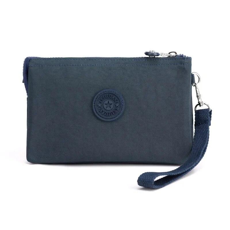 Casual Nylon Canvas Coin Money Organizer Bags for Women Multilayer Wallet Portable Phone Toiletry Keys Storage Handbag Wrist Bag