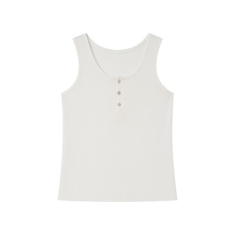 

Весенне-летняя однотонная маленькая майка-халтер женская новая на пуговицах, приятный к коже базовый слой для ношения под одеждой M белый