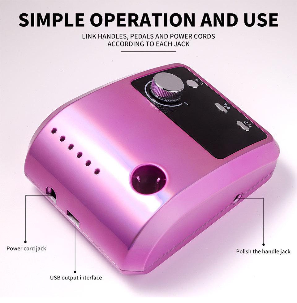 Lightweight Electric Nail Drill 204: 45000 RPM for Manicure, Nail Removal & Polishing