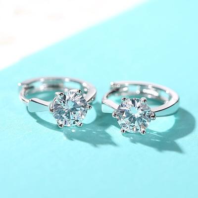 925 Sterlingového stříbra Zirkon Kulaté Piercingové Náušnice Pro Ženy Dívky Zásnuby Svatba Trendy Šperky Pendientes eh1365