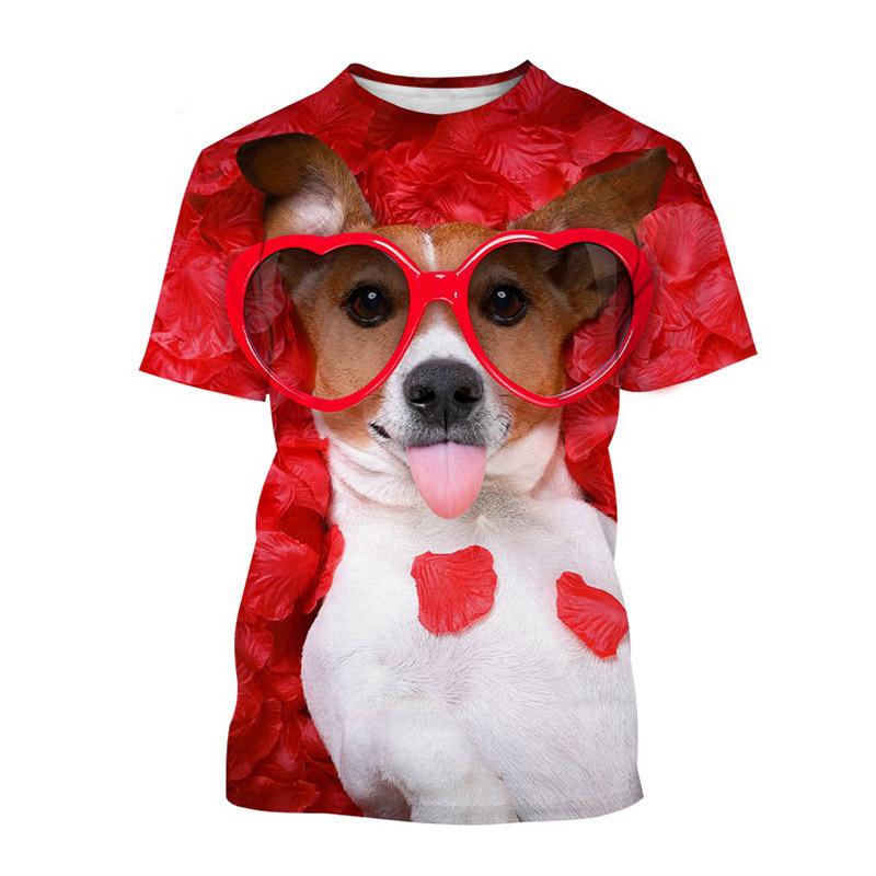 

Новая милая креативная футболка с изображением собаки и животного с изображением собаки, унисекс, комфортная летняя уличная одежда для женщин и мужчин, футболки с коротким рукавом, топы 4XL