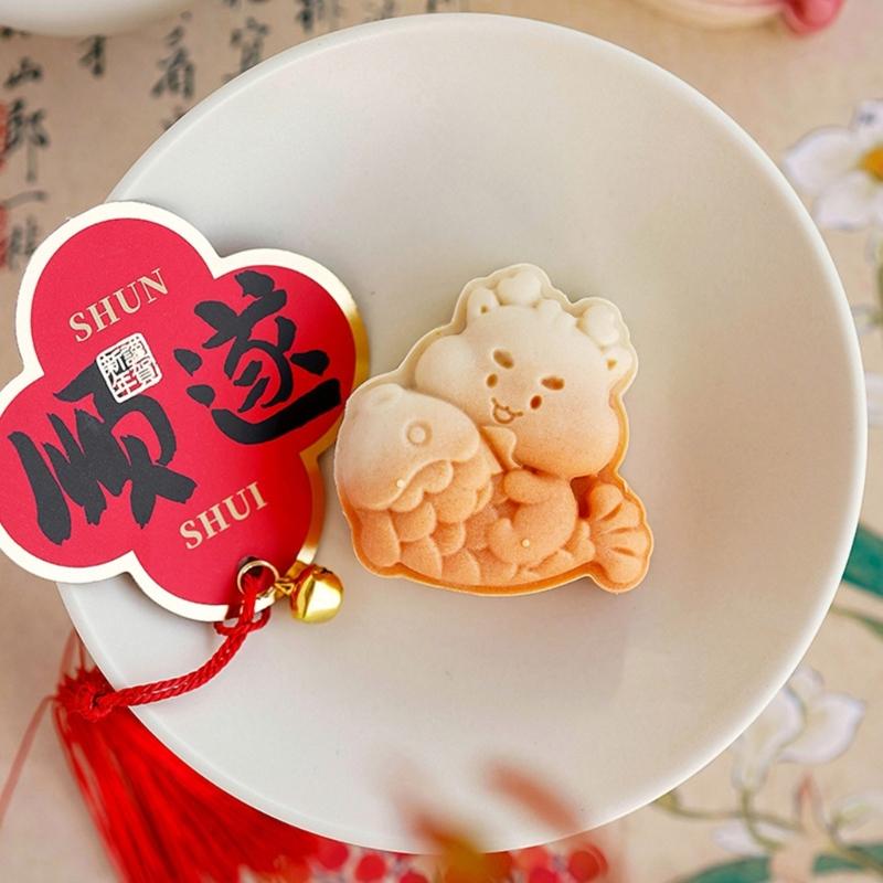 Cute Dragon Mooncakes Stamps Cartoon Dragon Press Molds Mooncakes Molds Mooncakes Press Moulds Suitable for Kitchen Bakings
