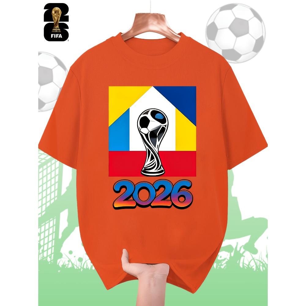 FIFA World Cup Men's Printed Short-sleeved T-shirt, a Fashionable and Trendy Summer Top, Comfortable and Well-fitting