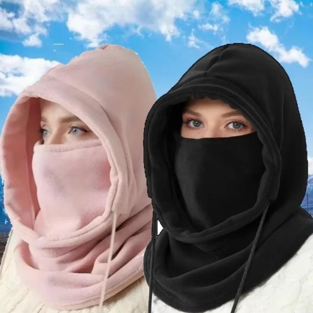 New Polar Fleece Winter Hat Warmer Windproof Balaclava Hat Thickened with Drawstring Ski Mask Caps Outdoor