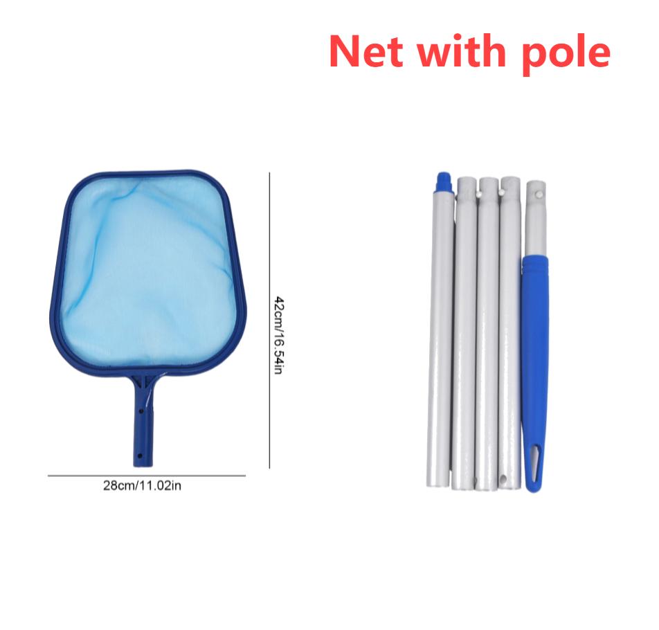Swimming Pool Skimmer Net with 5 Section Aluminum Pole Ultra Rake Mesh Netting Bag Basket Leaf Removal Garden Pond Cleaning Tool