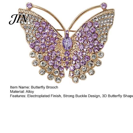 Butterfly Accessory Brooch Pin, 3D Design with Sparkling Rhinestones, Decorative Strong Buckle Badge for Coats Shirts Bags Accessories Jewelry