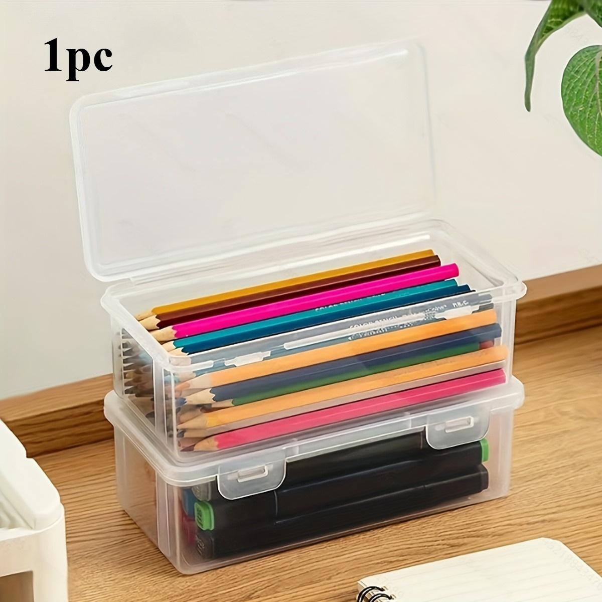 

1/2pcs Large Capacity Transparent Plastic Pencil Case | Stackable Clear Office Supplies Organizer for Pencils, Erasers
