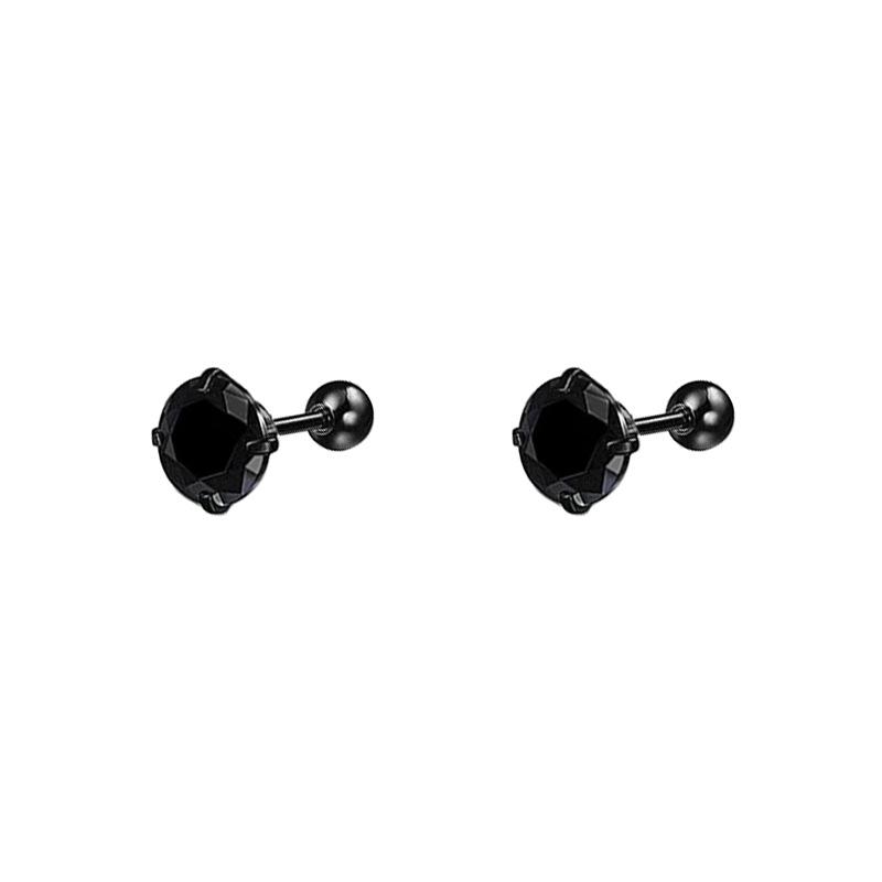 Chic Black Diamond Screw Stud Earrings for Women - 2025 Minimalist Style