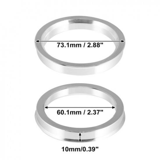 2pcs 73.1mm to 60.1mm Aluminium Alloy Car Hub Centric Rings Wheel Bore Spacer