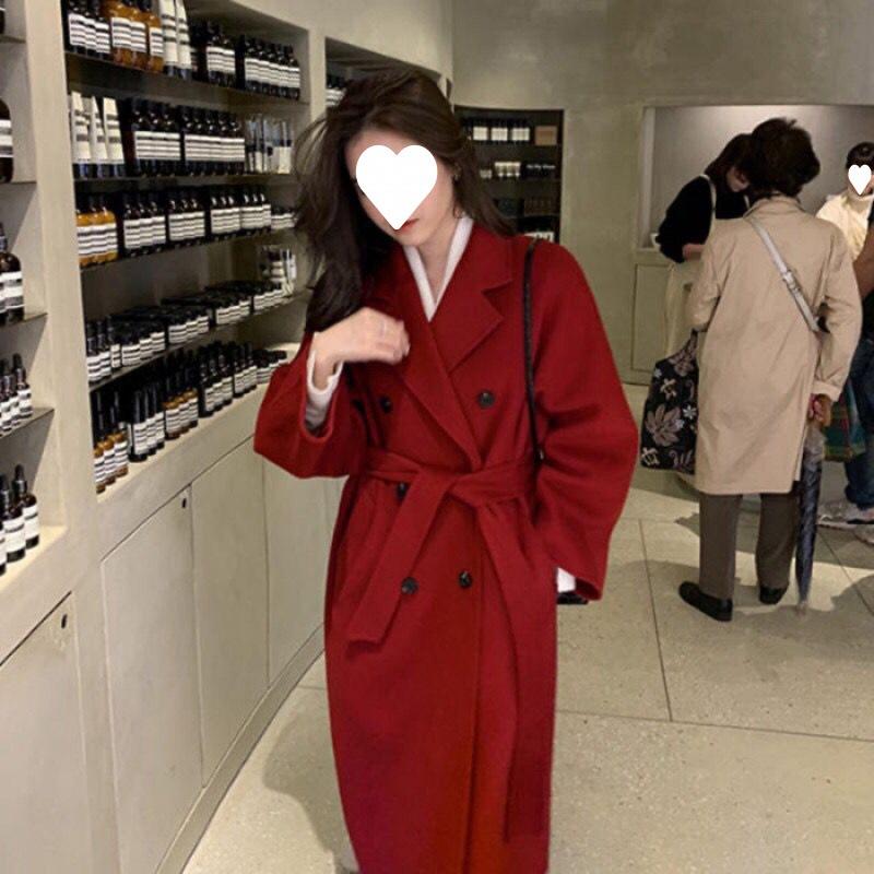 New Classic Double-breasted Woolen Coat In Autumn and Winter, Long Woolen Coat Woman