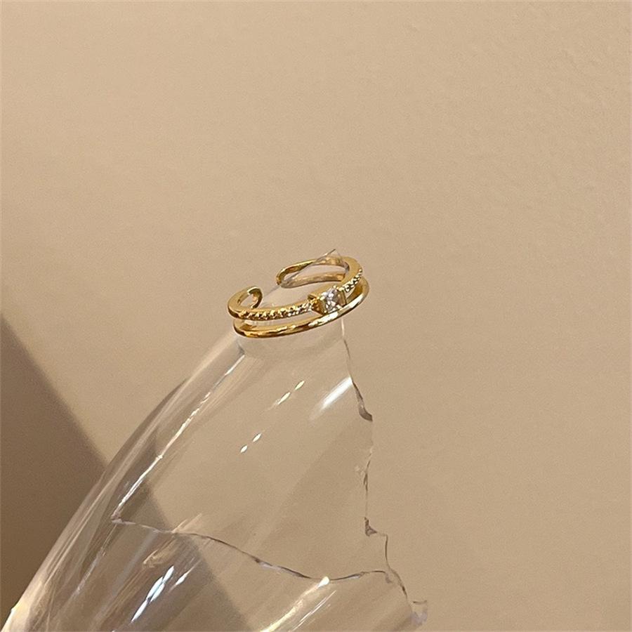 Li Luo Vintage Gold Gebürsteter 925 Sterling Silber Verstellbarer Damenring