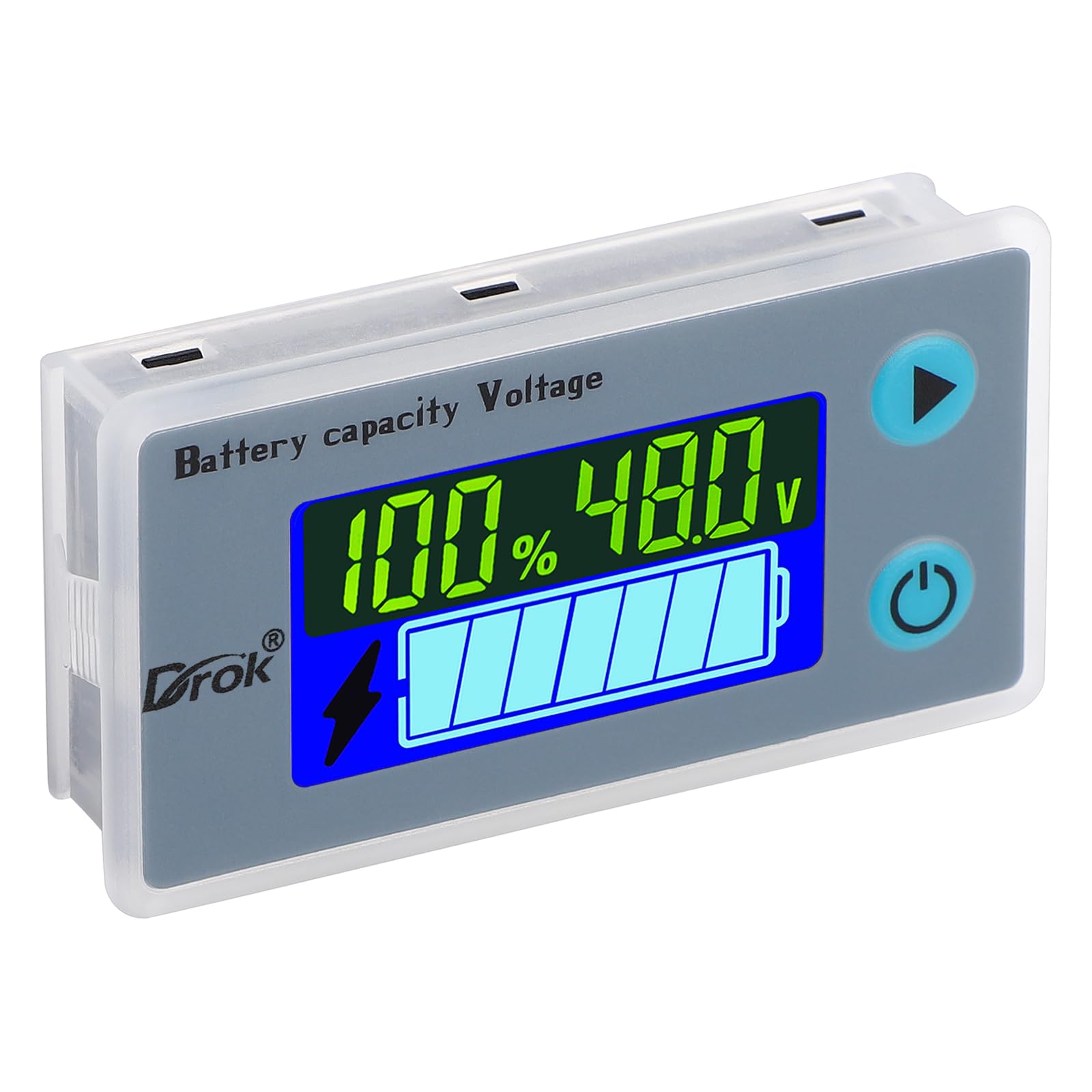 

DROK 48V 48V Електрична плата Залишок заряду батареї Монітор низької напруги та температури інструкція зверніться до Перевіряльника, 10-100В, 12В, 36В, сірий колір