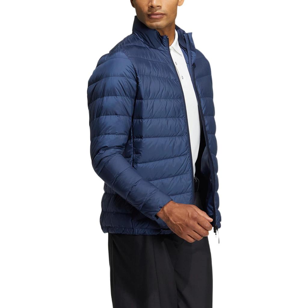 Adidas Solid Color Logo Print Zipper Collar Down Jacket Men Outerwear Blue HG5769