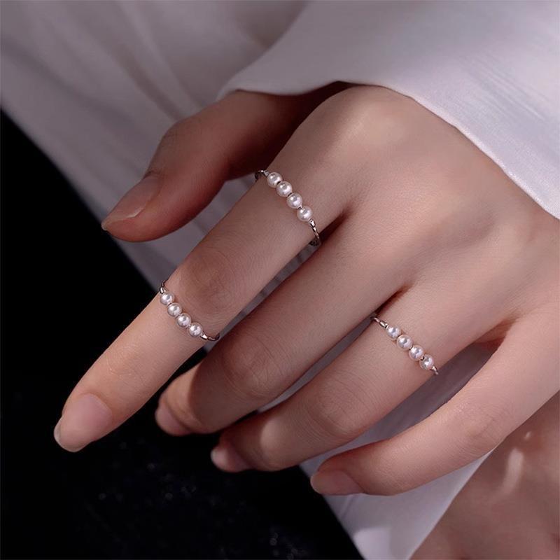 Modern Copper Pearl Ring For Women Unique Summer Style Adjustable Open Design