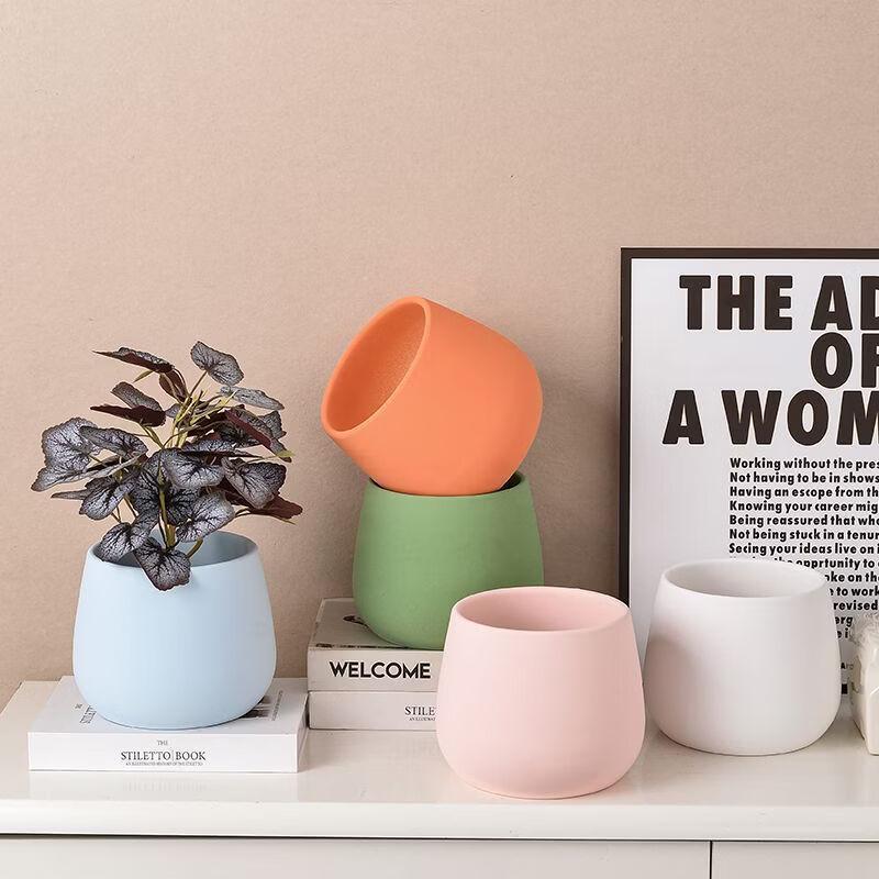 Modern Ceramic Flower Pot with Tray