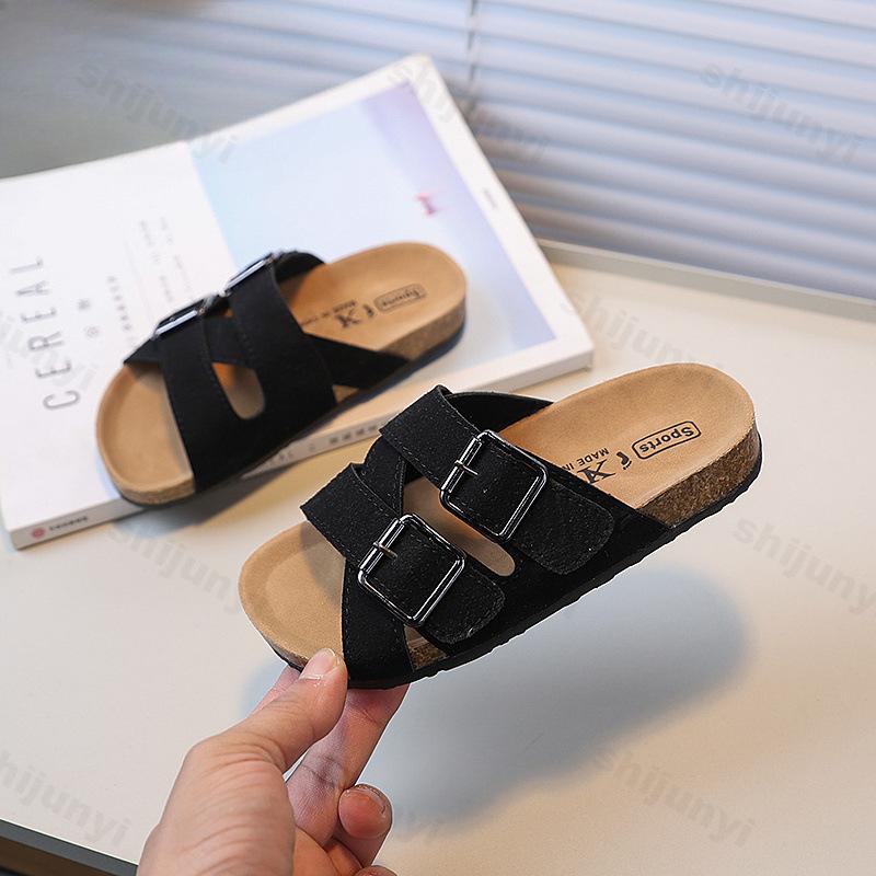 Children's Slippers Summer New Comfortable Non Slip Outdoor Fashion Boys Slippers Buckle Indoor Girls Kids Large Size 26-36