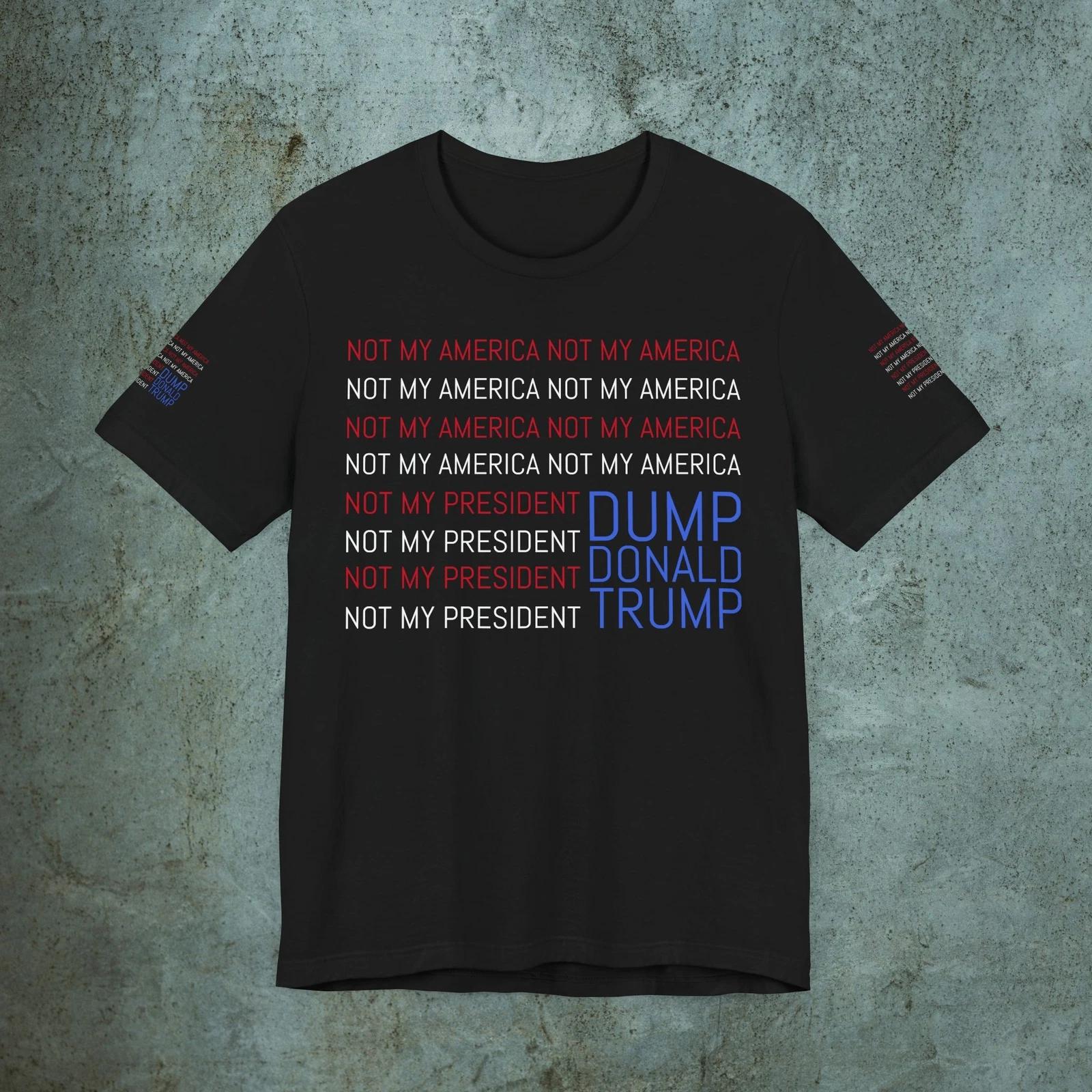 Upside Down US Flag tshirt, Anti Trump, Not My President, Back Front Sleeves Tee S