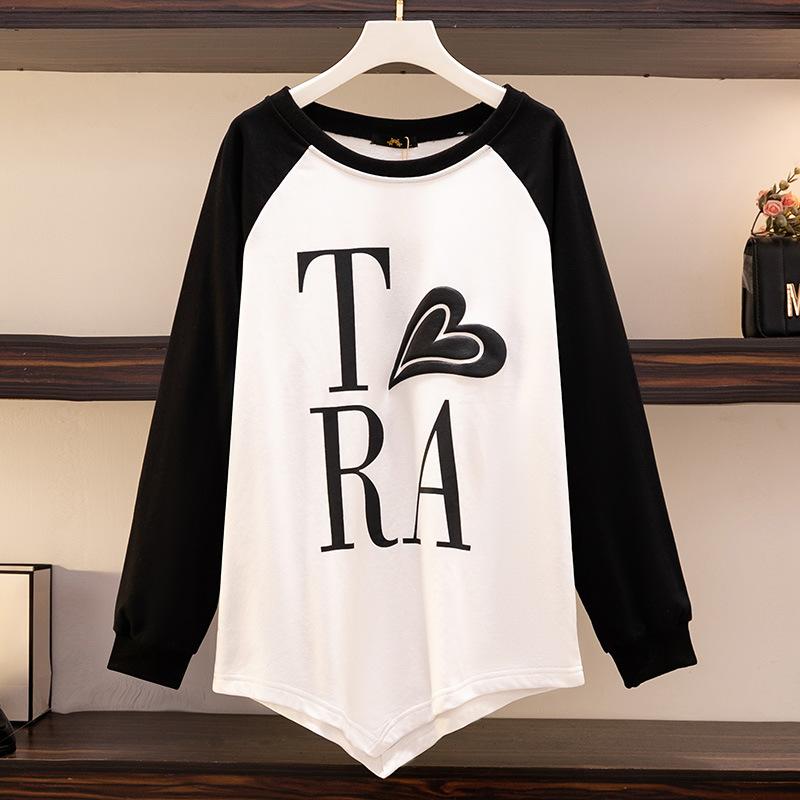 

Женская футболка большого размера с принтом и длинными рукавами, весна 6XL белый