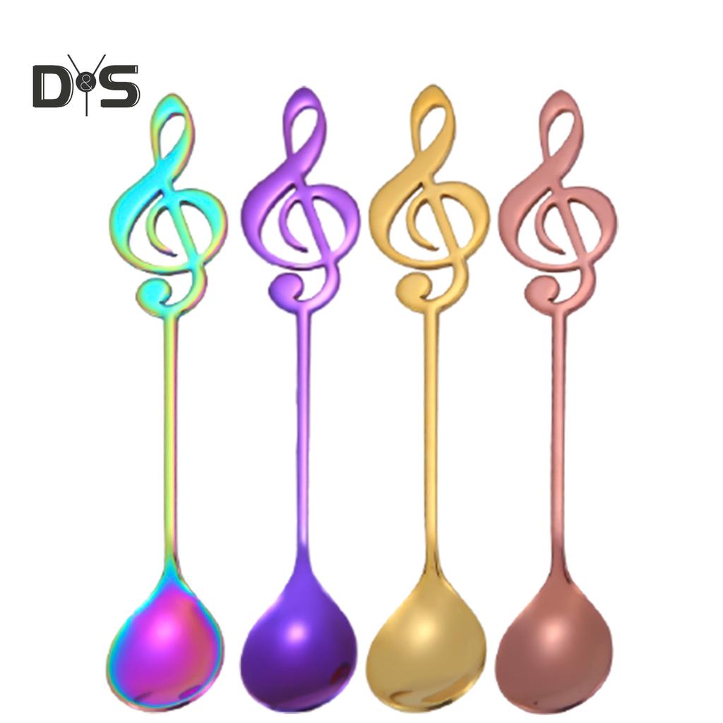 SW Stainless Steel Musical Notes Coffee Milk Stirring Teaspoon Ice Cream Spoon