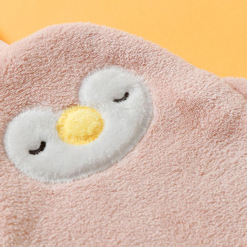 Cute Penguin Hanging Towel Coral Fleece Hand Drying Kitchen Bathroom Decorative Washable Microfiber