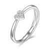 Jin Yali Korean Heart-Shaped Diamond-Inlaid Open Silver Ring - 925 Copper Jewelry