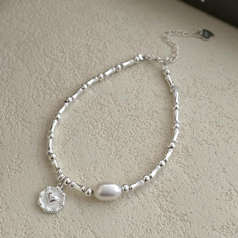 

Браслет Banyan Tree из серебра 925 пробы с бамбуковым сердцем и жемчугом - Корейский стиль Ins, украшения ручной работы BRS2944 model серебряный