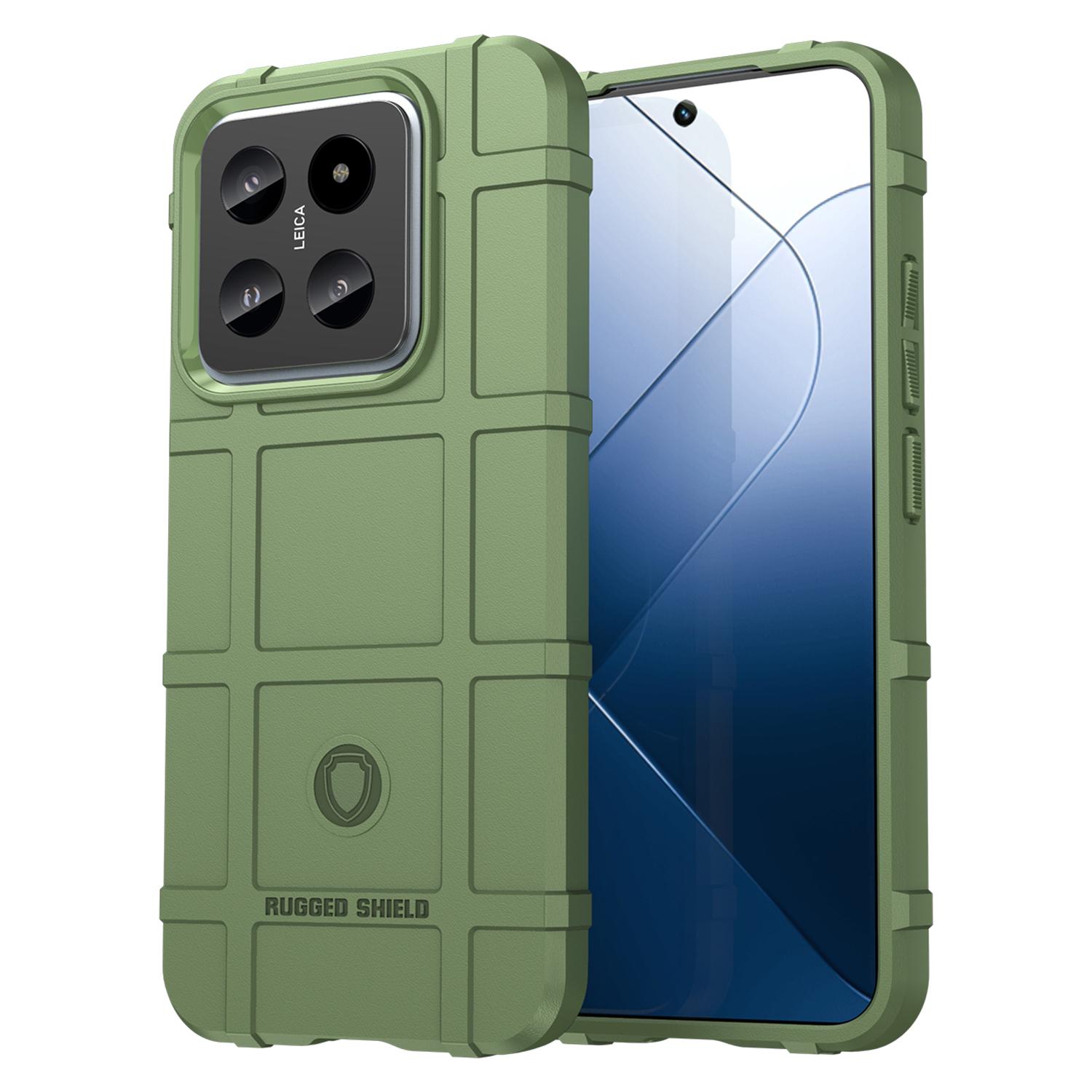 

For Xiaomi 14 Case Slim-Fit Phone Shell Square Grid Texture TPU Phone Cover Green