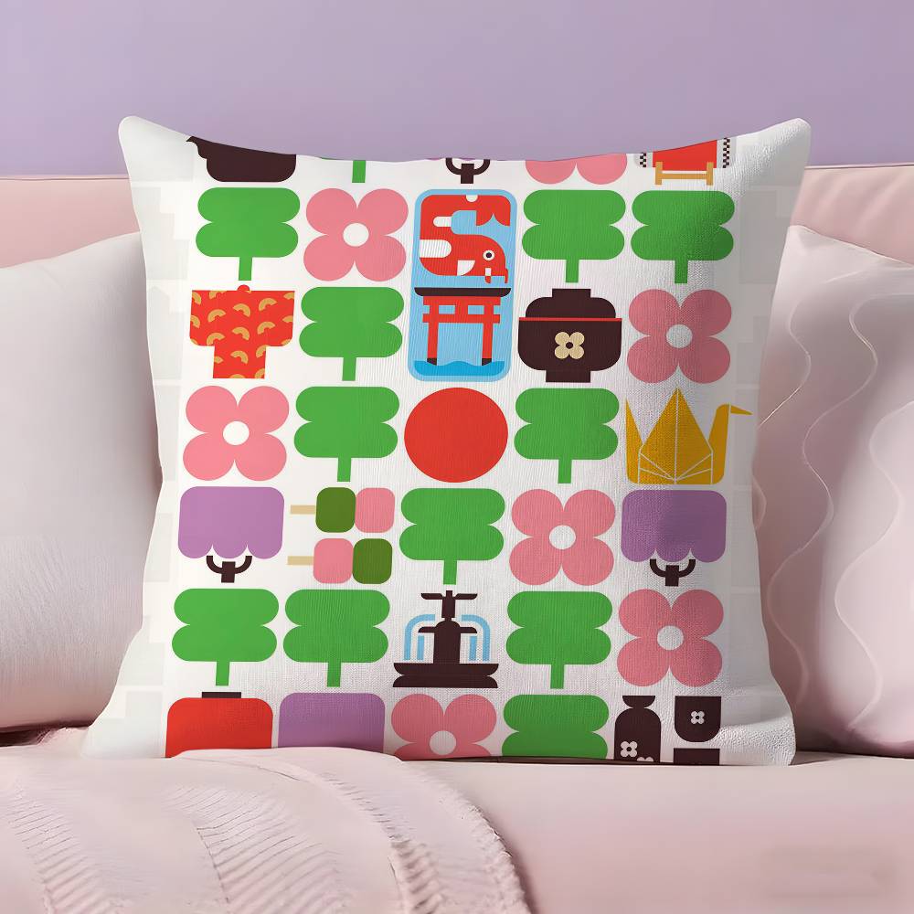 Japan Day Anime Simple Pillow Case Anti-dustmite Pillowcase Invisible zipper silky short plush Sofa cushion cover