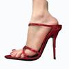 Spring 2023 Niche Red Patent One-Strap Pointed-Toe Open Stiletto Mules for Women
