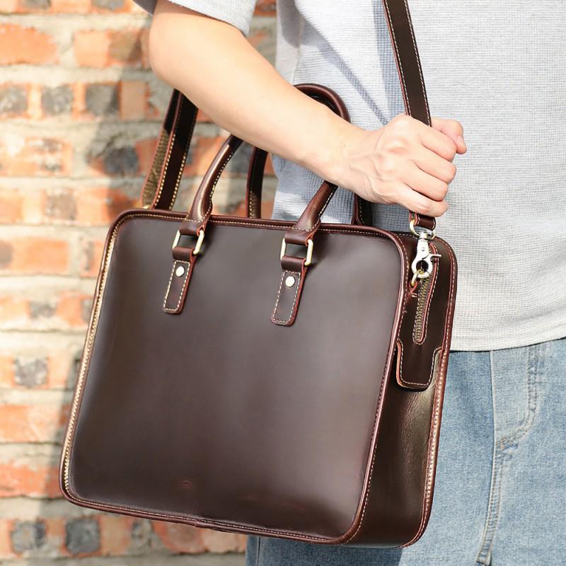 Light Luxury Cowhide Men s Handbag Casual High-end Feel Top Layer Briefcase Commuting Business Leather Computer Bag