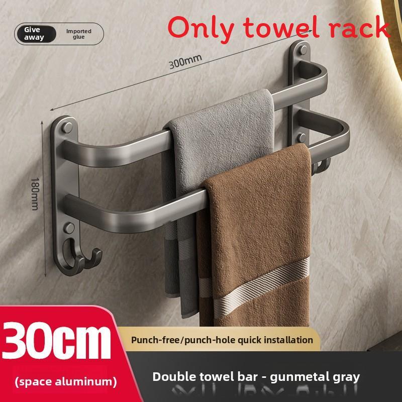 Modern Aluminum Wallmounted Towel Rack With Antimildew Finish For Bathroom And Kitchen Storage