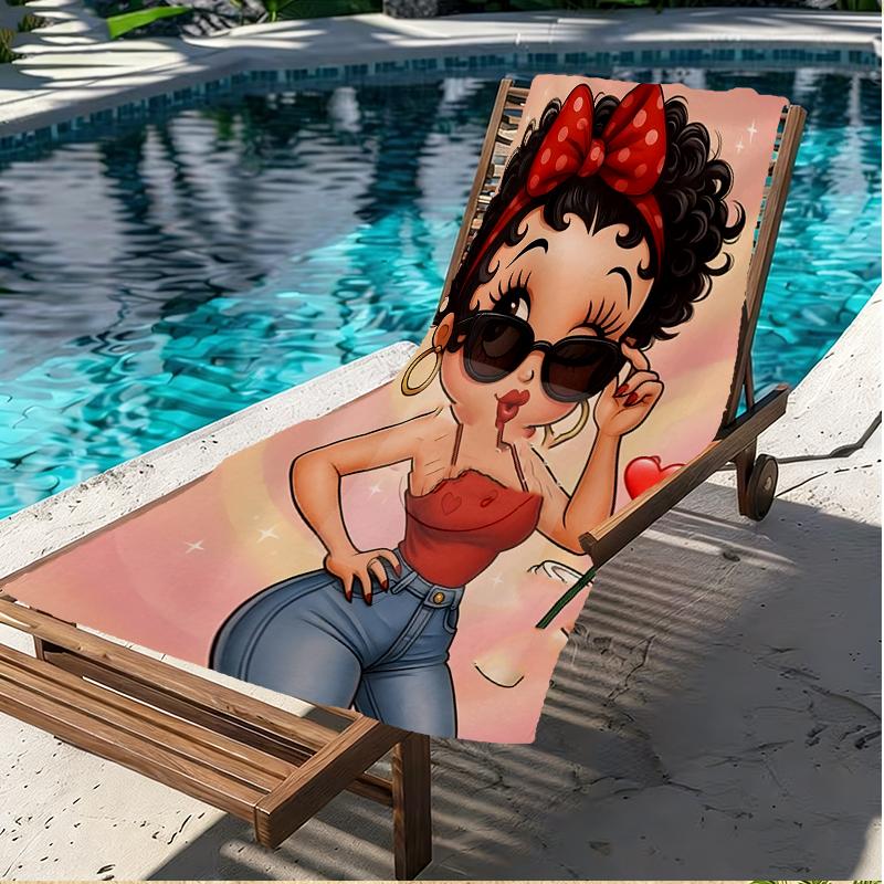 Betty Boop Print Beach Towel, Versatile Lightweight Absorbent Beach Towel for Pool Surf Yoga Bathroom, Perfect Birthday Holiday Gift