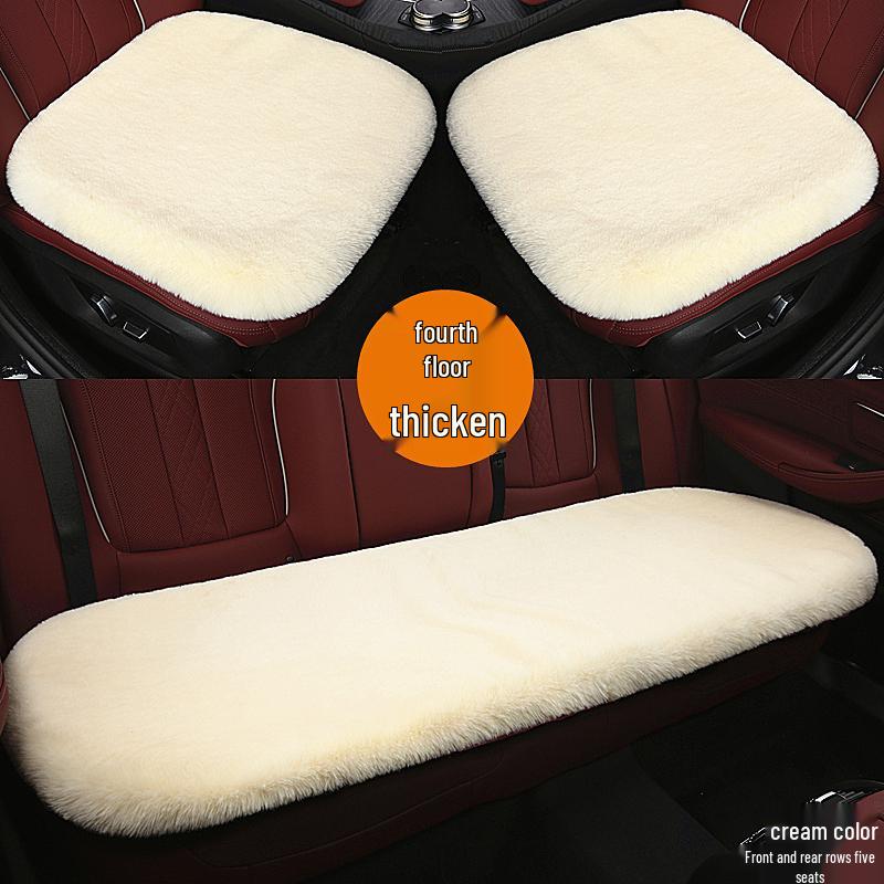 Universal Plush Car Seat Cushion Set - Faux Rabbit Fur, Short Hair, Winter Comfort for Rear Seats
